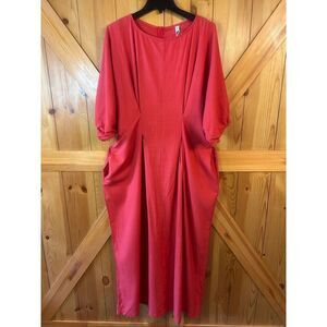 Oshoplive Salmon Linen Blend Maxi Dress 3/4 Kimono Sleeves NWT Size Large (5603)